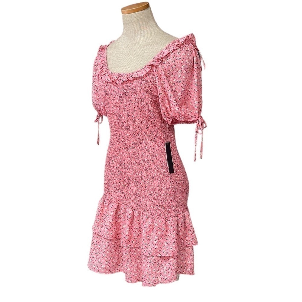 CITY TRIANGLES Dress NWT Smocked Ruffles Pink Floral Cottagecore Size Large